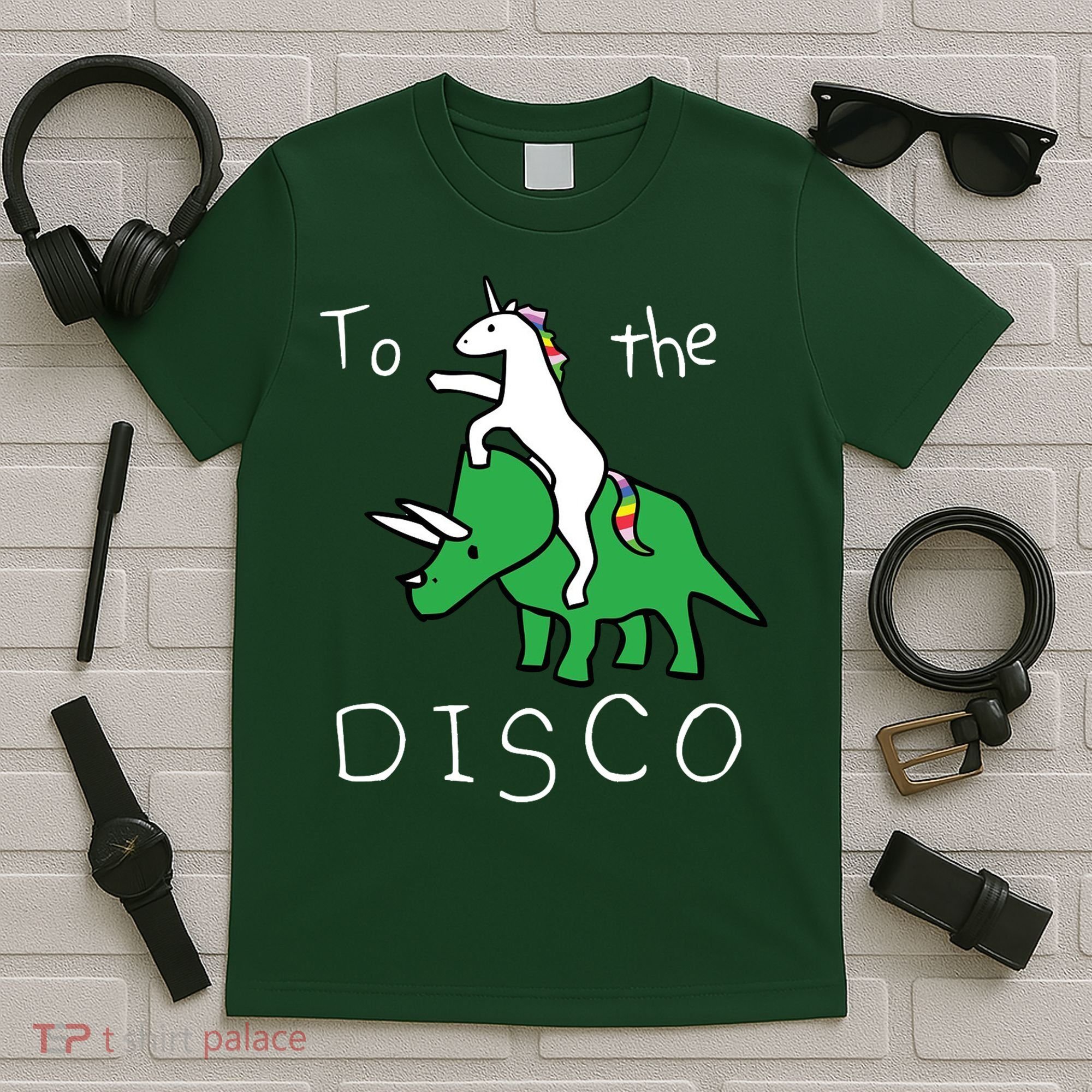To The Disco Magical Unicorn Dinosaur Retro 80s Party T-Shirt