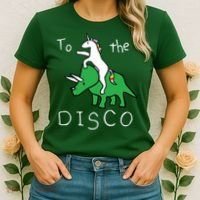 To The Disco Magical Unicorn Dinosaur Retro 80s Party Women's T-Shirt thumb 2