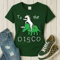 To The Disco Magical Unicorn Dinosaur Retro 80s Party Women's T-Shirt thumb 3
