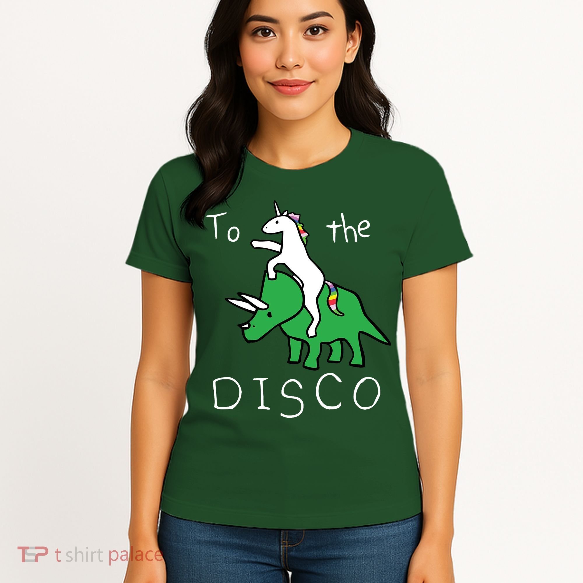 To The Disco Magical Unicorn Dinosaur Retro 80s Party Women's T-Shirt