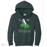 To The Disco Magical Unicorn Dinosaur Retro 80s Party Kids Hoodie thumb 0
