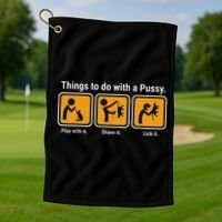 Things To Do With A Pussy Cat Graphic Golf Towel thumb 1