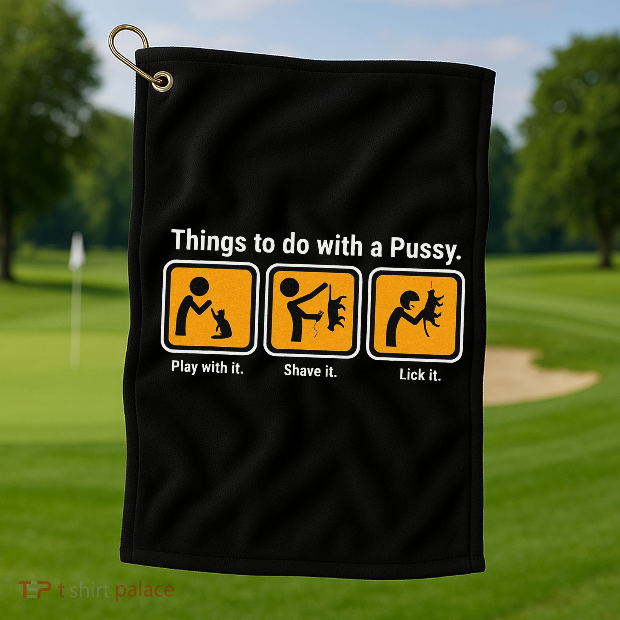 Things To Do With A Pussy Cat Graphic Golf Towel