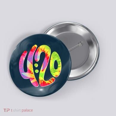 Trippy Tie Dye 4 20 Four Twenty Button
