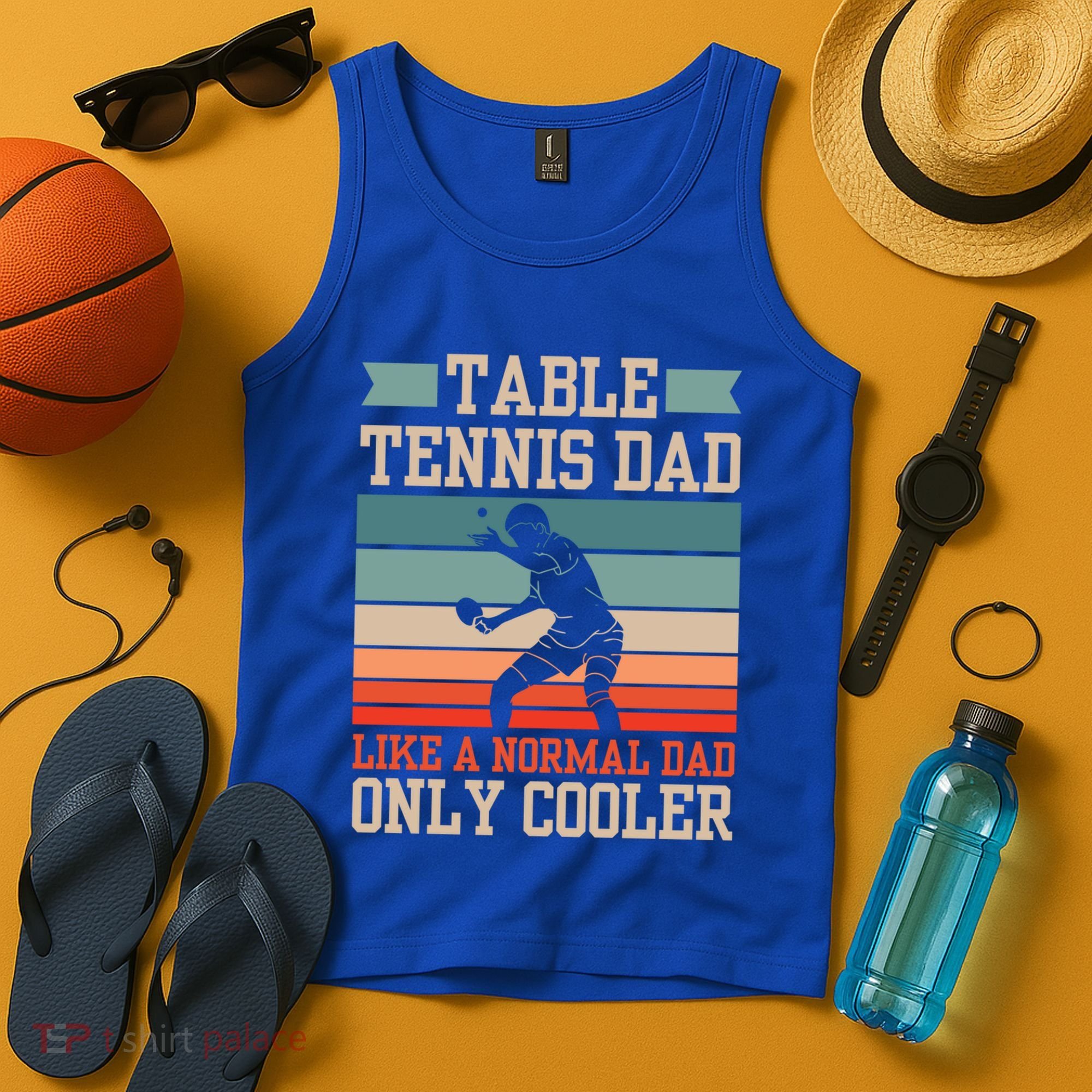 Table Tennis Dad Ping Pong Player Papa Fathers Day Funny Gift Tank Top