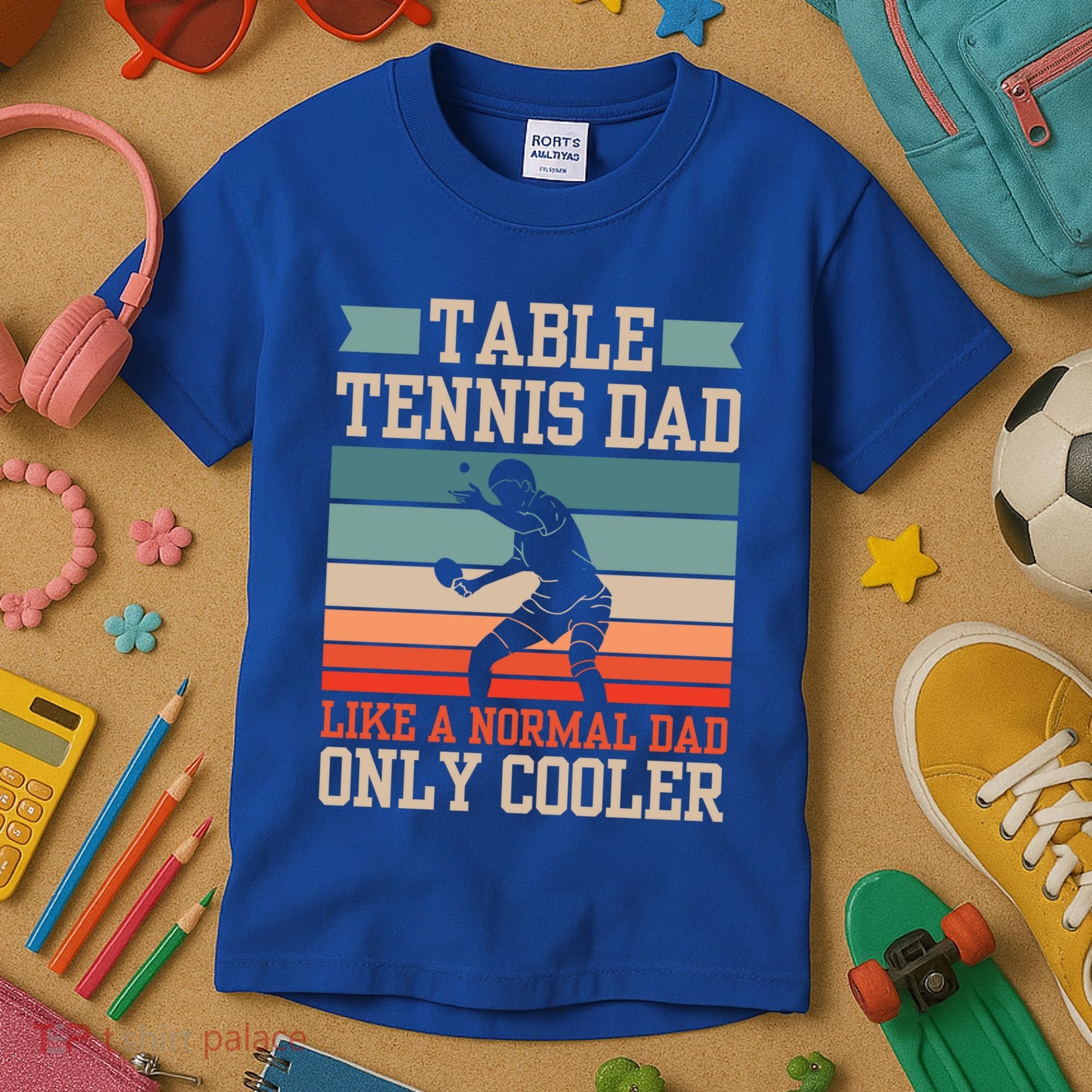 Table Tennis Dad Ping Pong Player Papa Fathers Day Funny Gift Kids T-Shirt