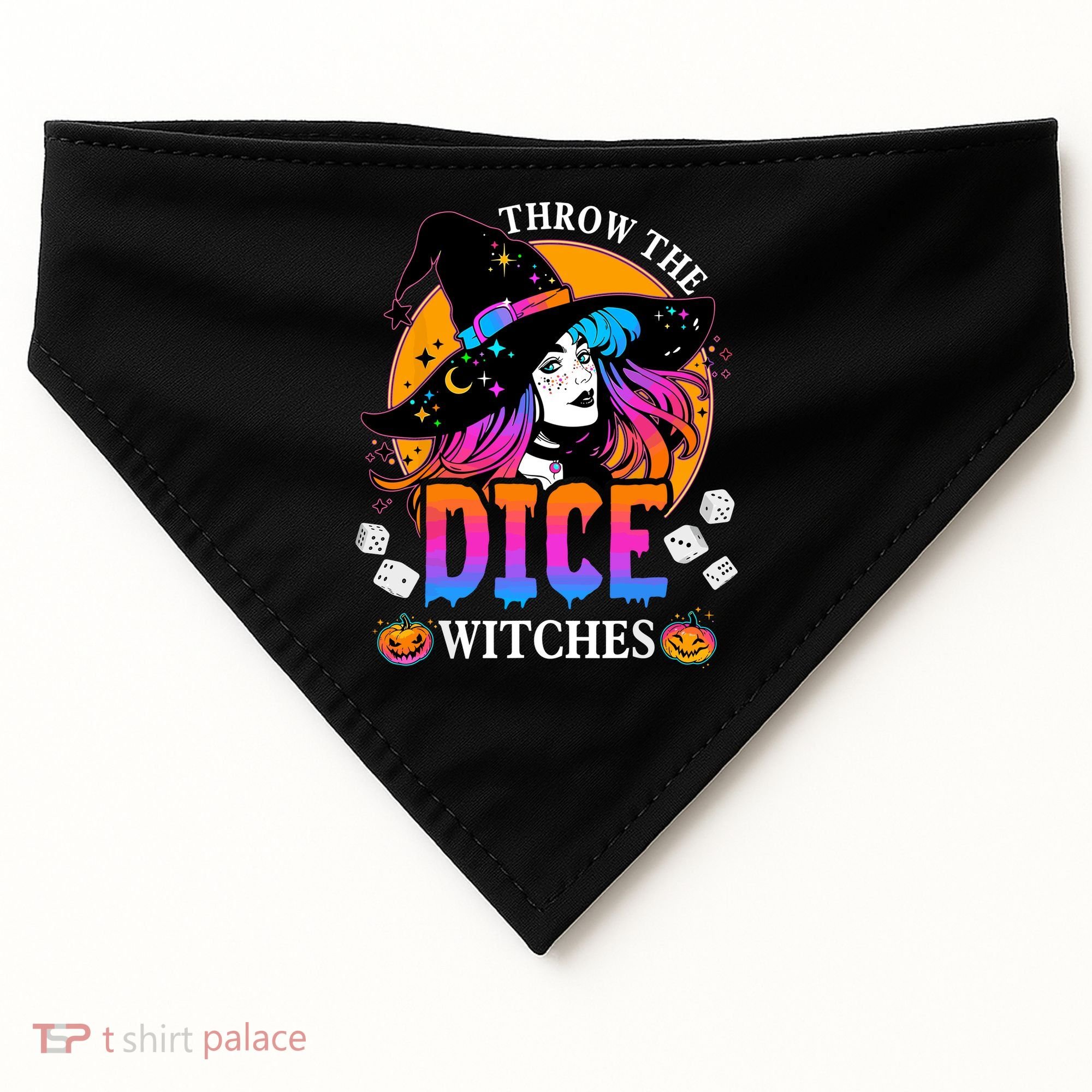 Throw The Dice Witches Bunco Happy Halloween Party Costume USA-Made Doggie Bandana