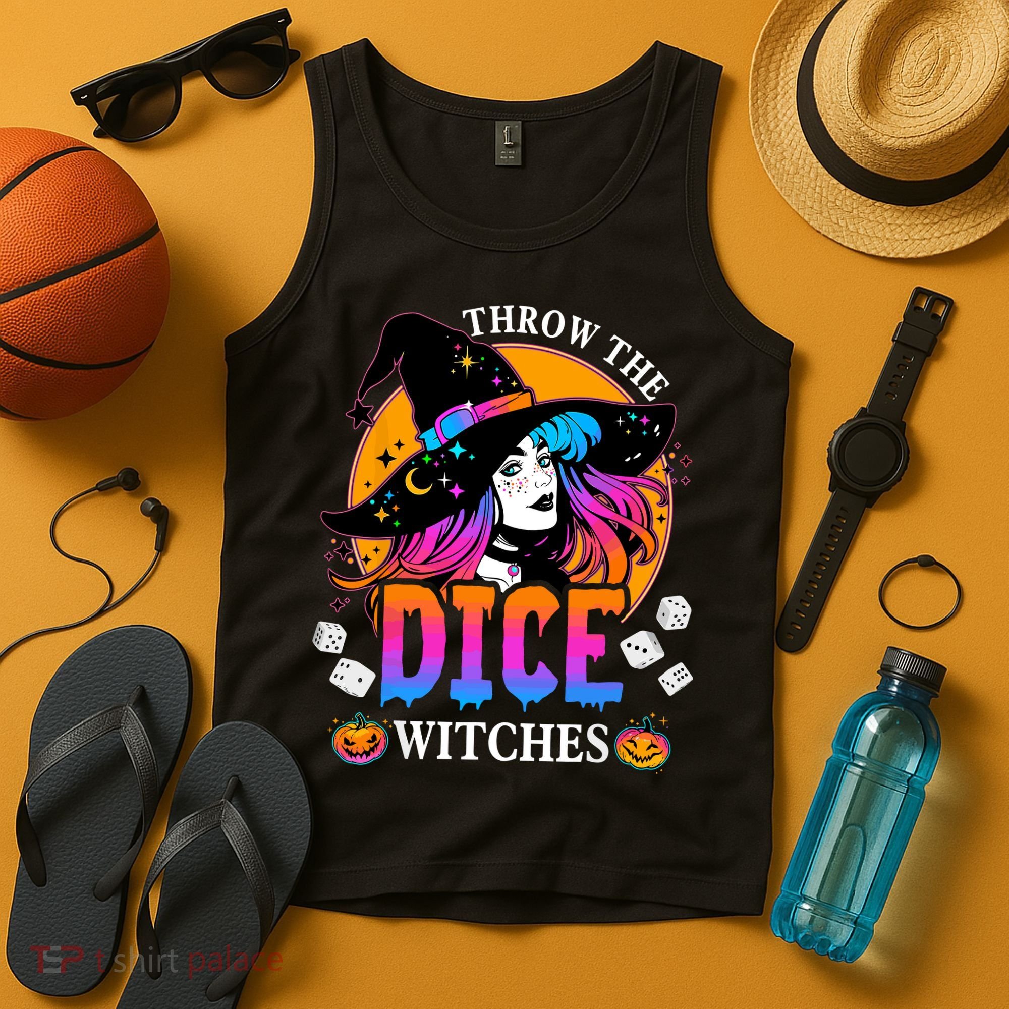 Throw The Dice Witches Bunco Happy Halloween Party Costume Tank Top
