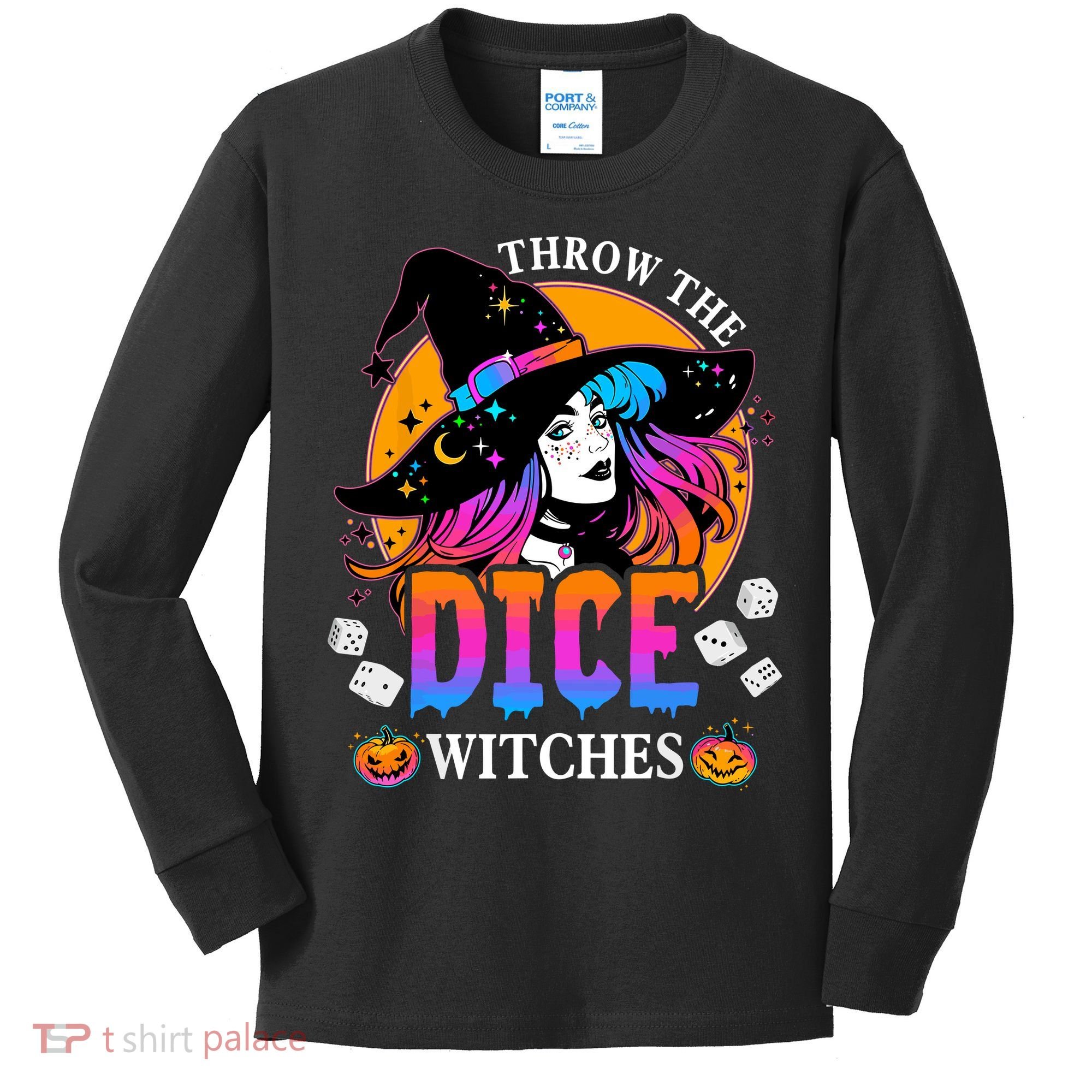 Throw The Dice Witches Bunco Happy Halloween Party Costume Kids Long Sleeve Shirt
