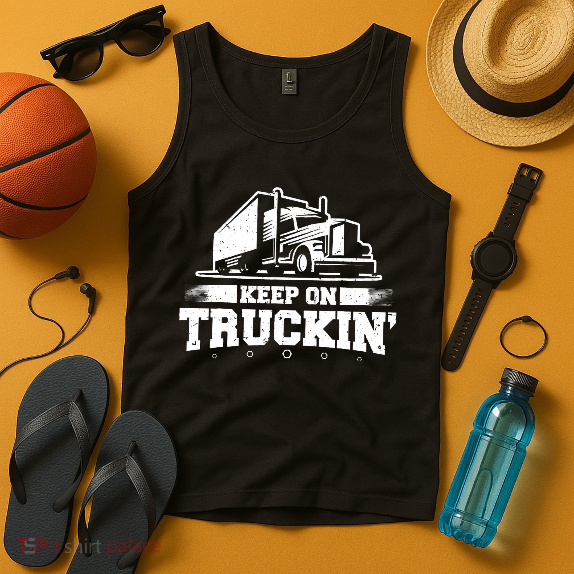 Trucker Truck Driver Keep On Truckin 18 Wheeler Tank Top