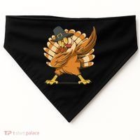 Thanksgiving Turkey Dabbing Funny USA-Made Doggie Bandana thumb 0
