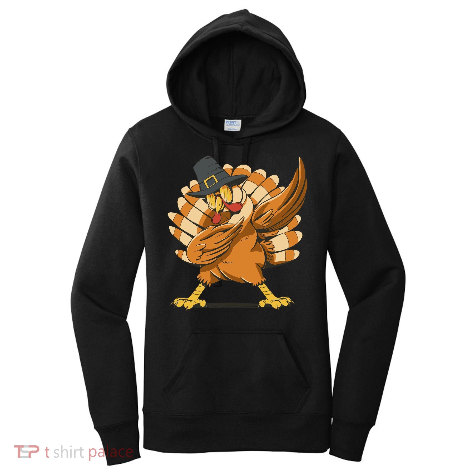 Thanksgiving Turkey Dabbing Funny Women's Hoodie