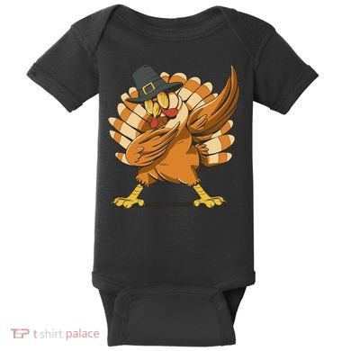Thanksgiving Turkey Dabbing Funny Baby Bodysuit