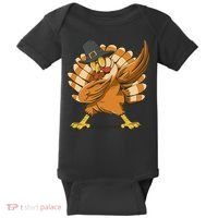 Thanksgiving Turkey Dabbing Funny Baby Bodysuit thumb 0