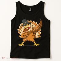 Thanksgiving Turkey Dabbing Funny Tank Top thumb 2
