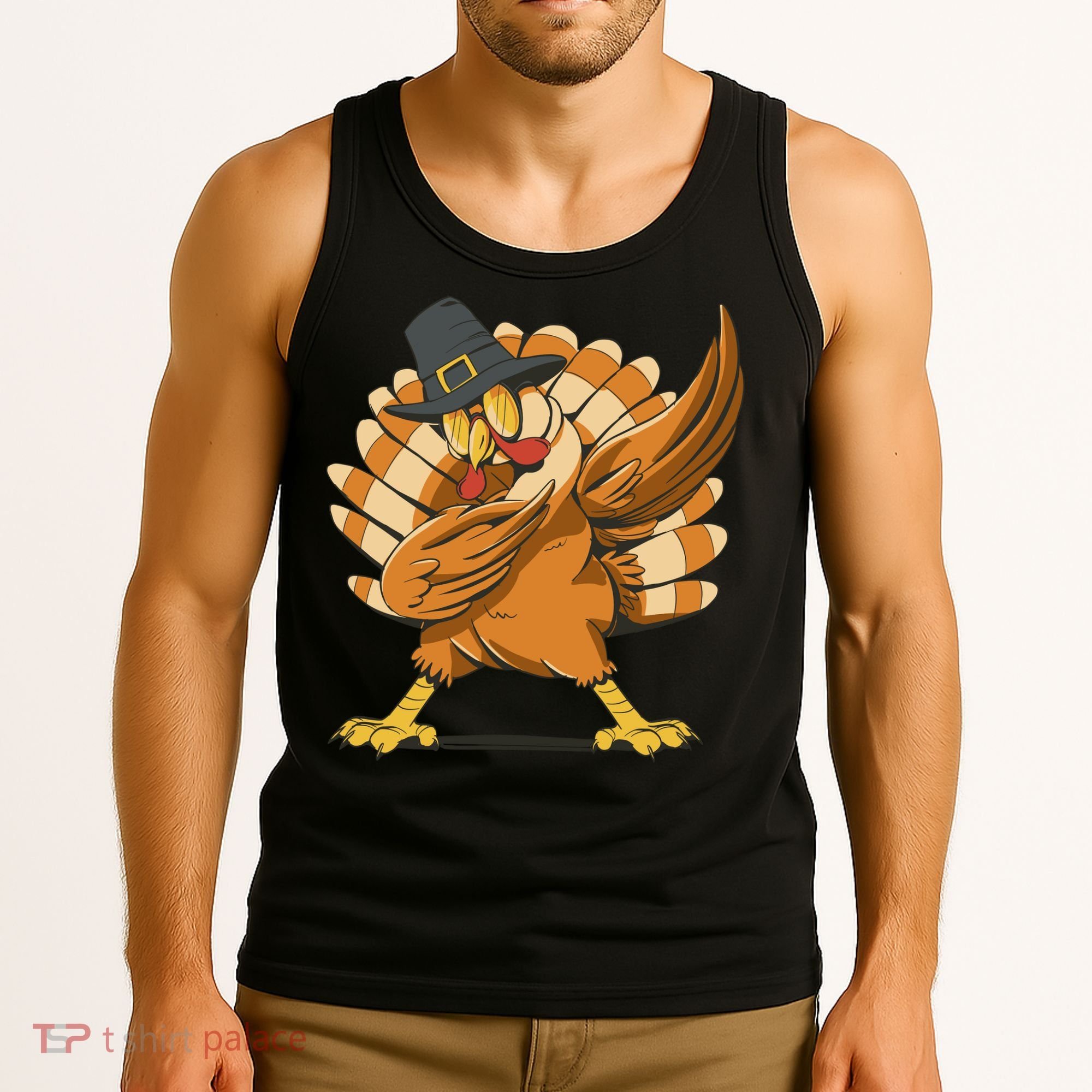 Thanksgiving Turkey Dabbing Funny Tank Top