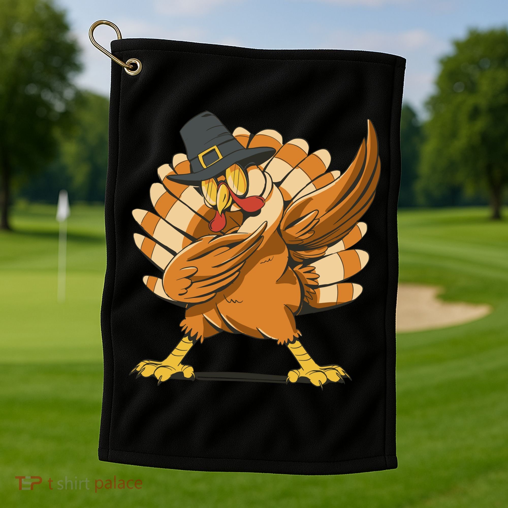 Thanksgiving Turkey Dabbing Funny Golf Towel