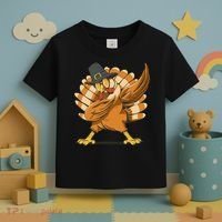 Thanksgiving Turkey Dabbing Funny Toddler T-Shirt thumb 3