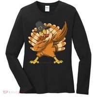 Thanksgiving Turkey Dabbing Funny Women's Long Sleeve Shirt thumb 0