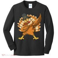 Thanksgiving Turkey Dabbing Funny Kids Long Sleeve Shirt thumb 0