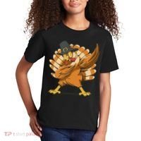 Thanksgiving Turkey Dabbing Funny Kids T-Shirt thumb 2