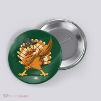 Thanksgiving Turkey Dabbing Funny Button thumb 0