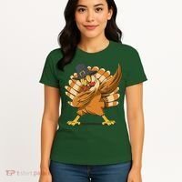 Thanksgiving Turkey Dabbing Funny Women's T-Shirt thumb 4