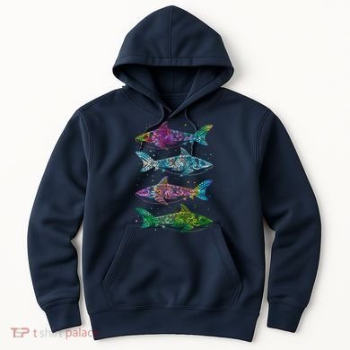 Tattoo Tie Dye Sharks Hoodie