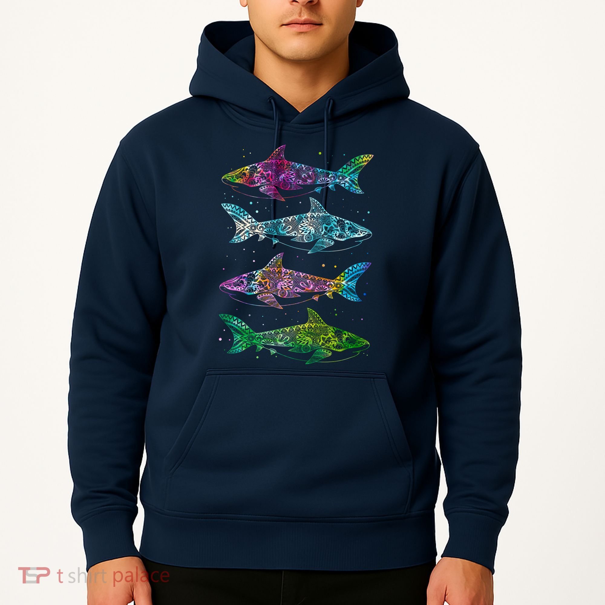 Tattoo Tie Dye Sharks Hoodie