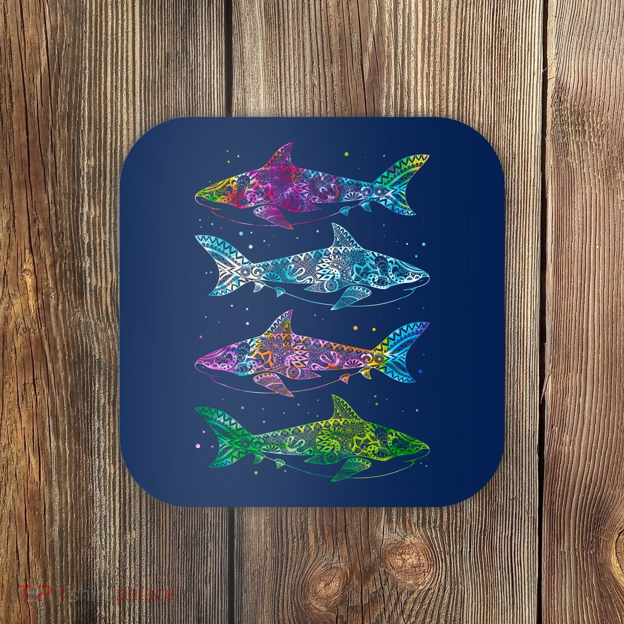 Tattoo Tie Dye Sharks Coaster