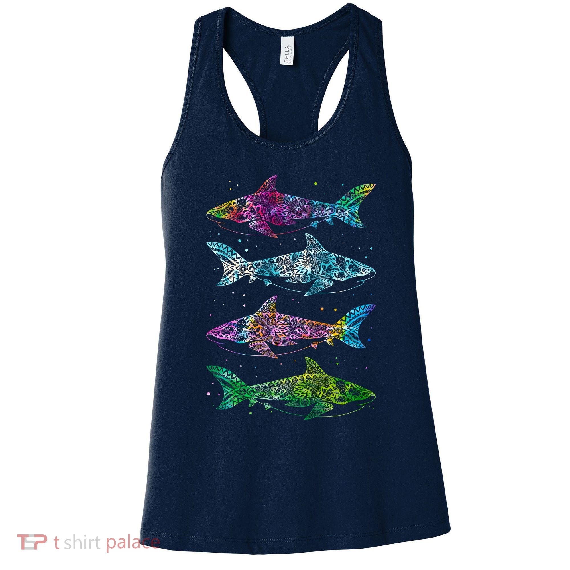 Tattoo Tie Dye Sharks Women's Tank Top