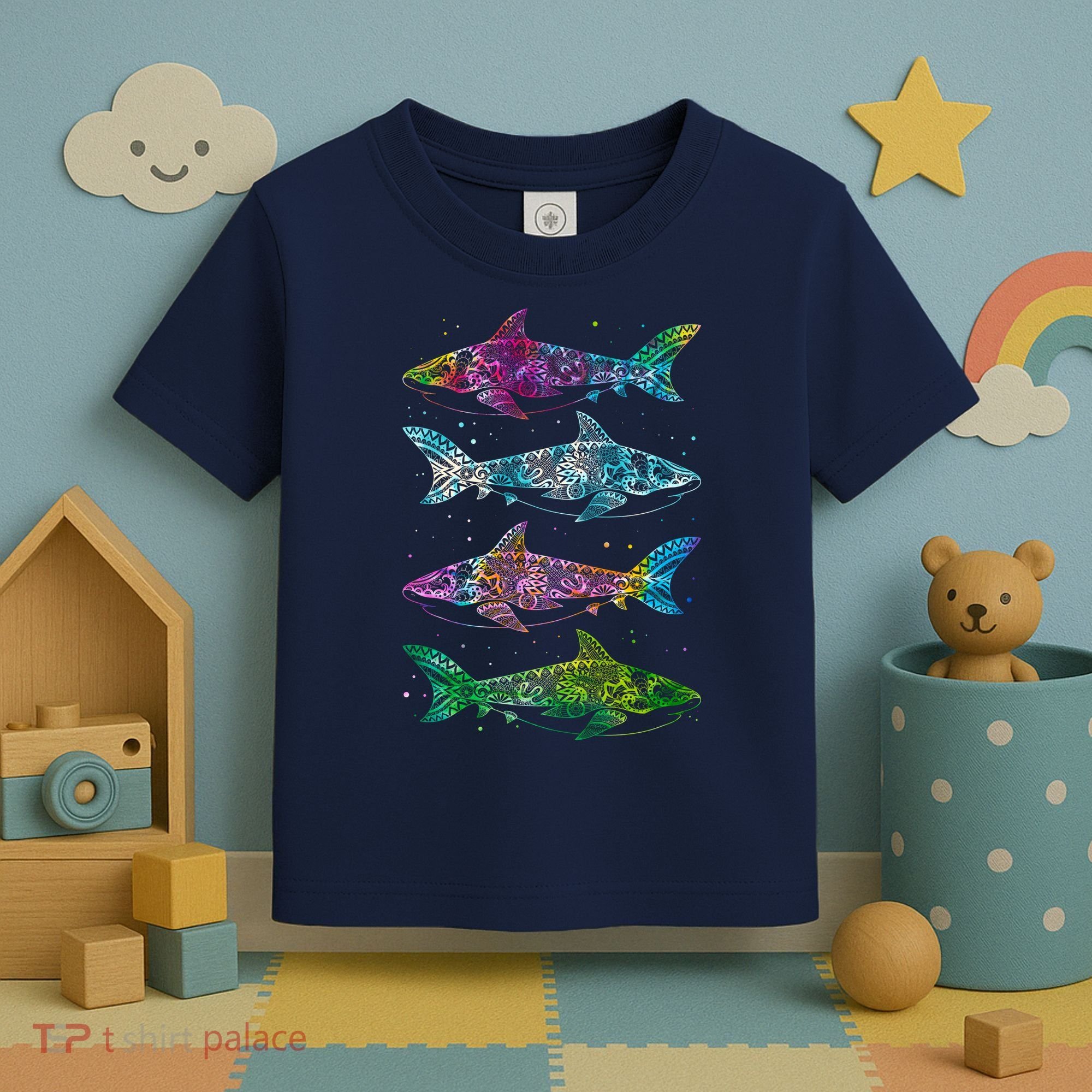 Tattoo Tie Dye Sharks Toddler T-Shirt