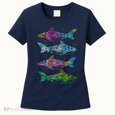 Tattoo Tie Dye Sharks Women's T-Shirt