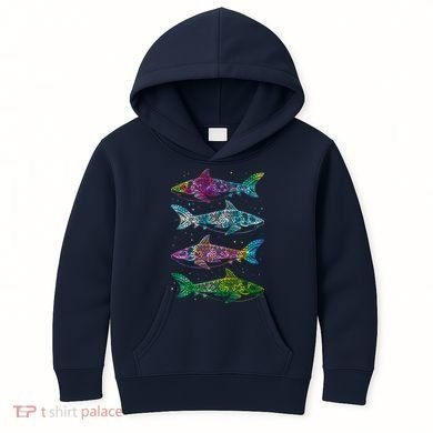 Tattoo Tie Dye Sharks Kids Hoodie