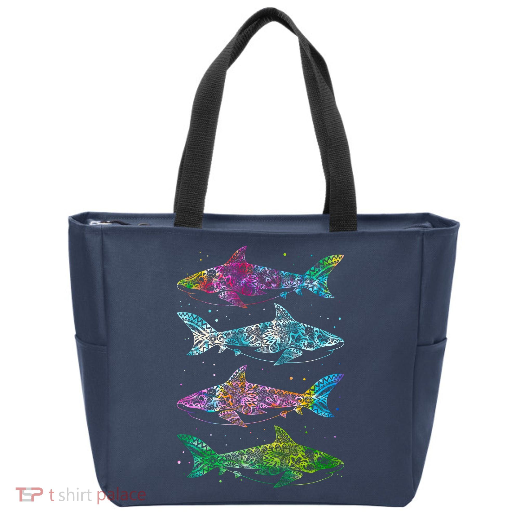 Tattoo Tie Dye Sharks Tote Bag