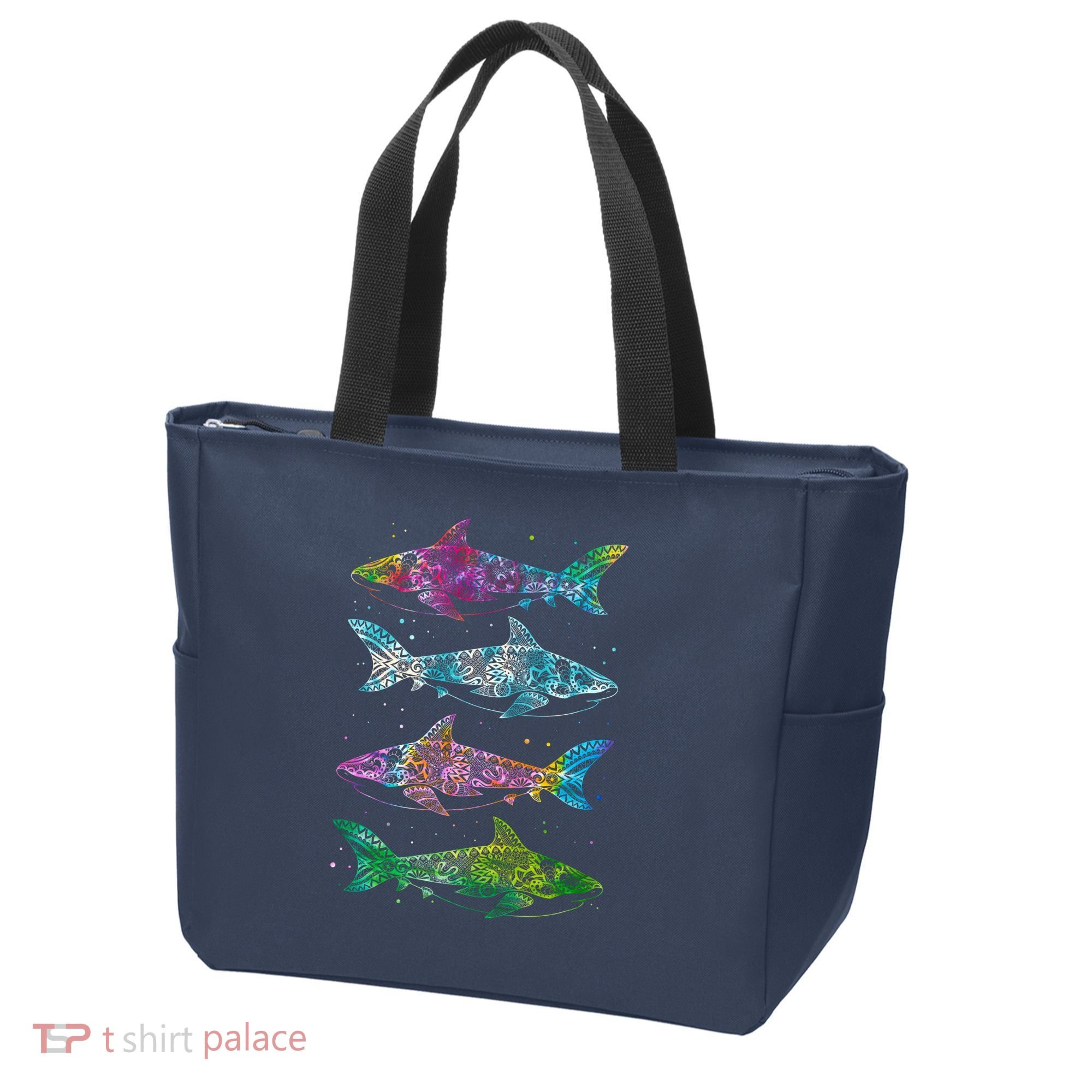 Tattoo Tie Dye Sharks Tote Bag