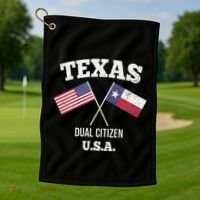 True Texan Dual Citizen Love Texas And America Golf Towel thumb 1