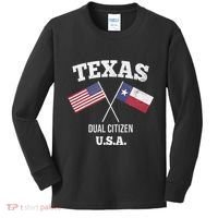 True Texan Dual Citizen Love Texas And America Kids Long Sleeve Shirt thumb 0