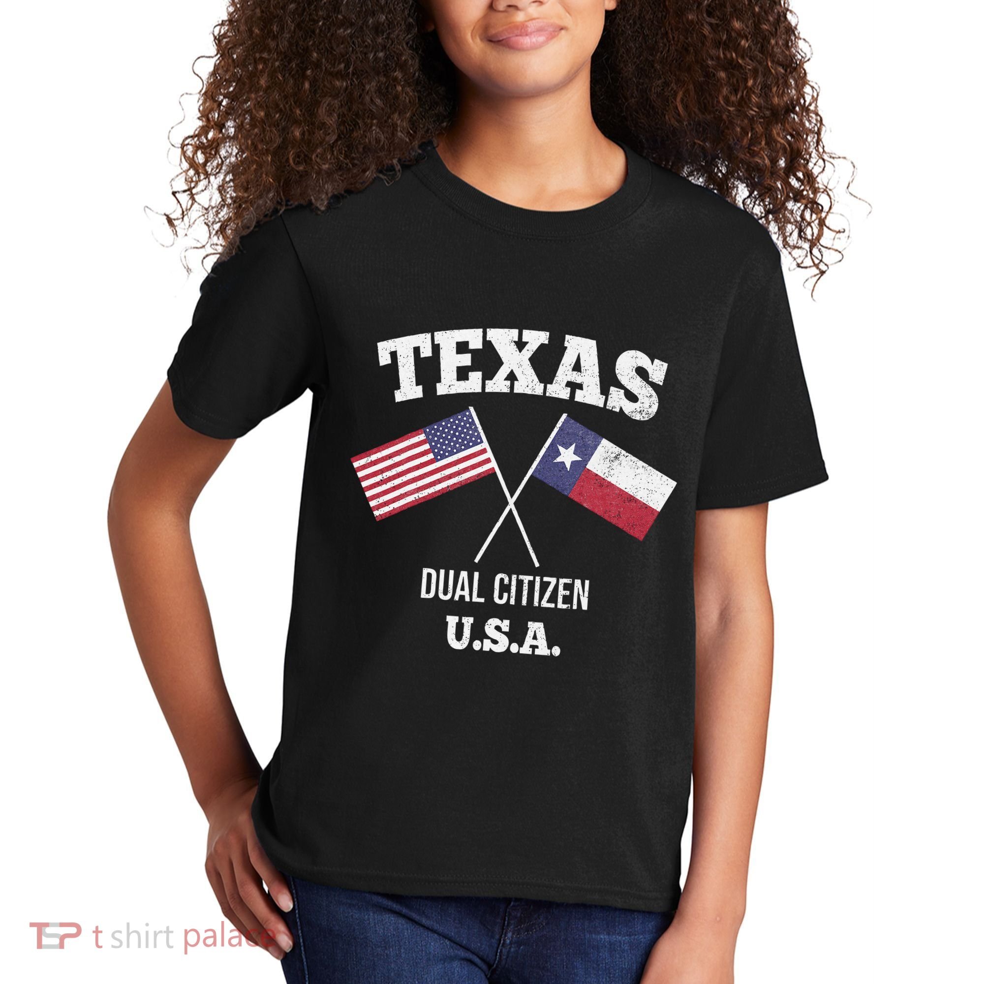 True Texan Dual Citizen Love Texas And America Kids T-Shirt