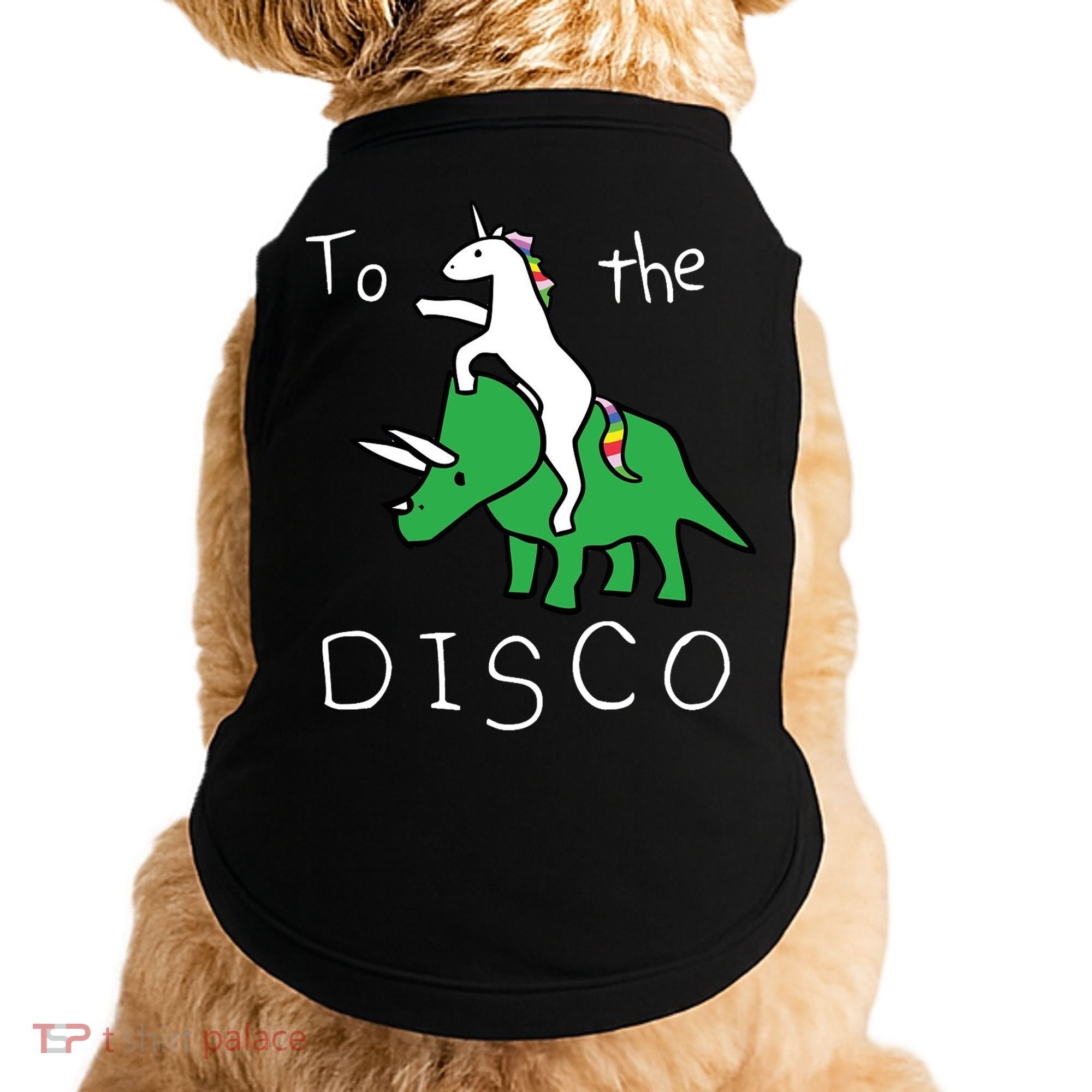 To The Disco 80s Party Unicorn Dino Disco Doggie Tank