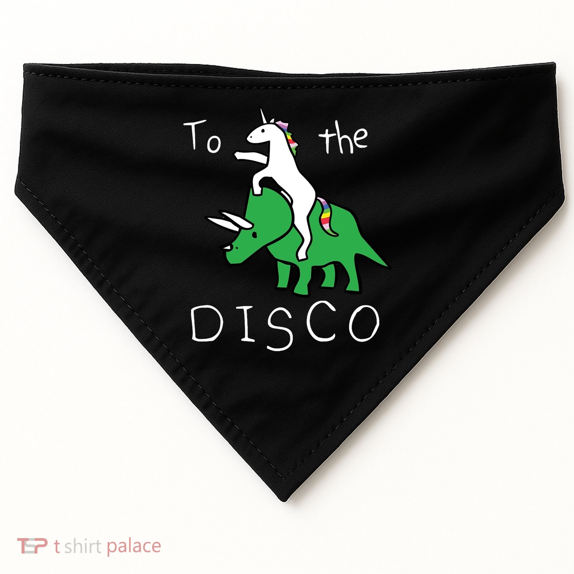 To The Disco 80s Party Unicorn Dino Disco USA-Made Doggie Bandana