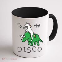 To The Disco 80s Party Unicorn Dino Disco Coffee Mug thumb 1