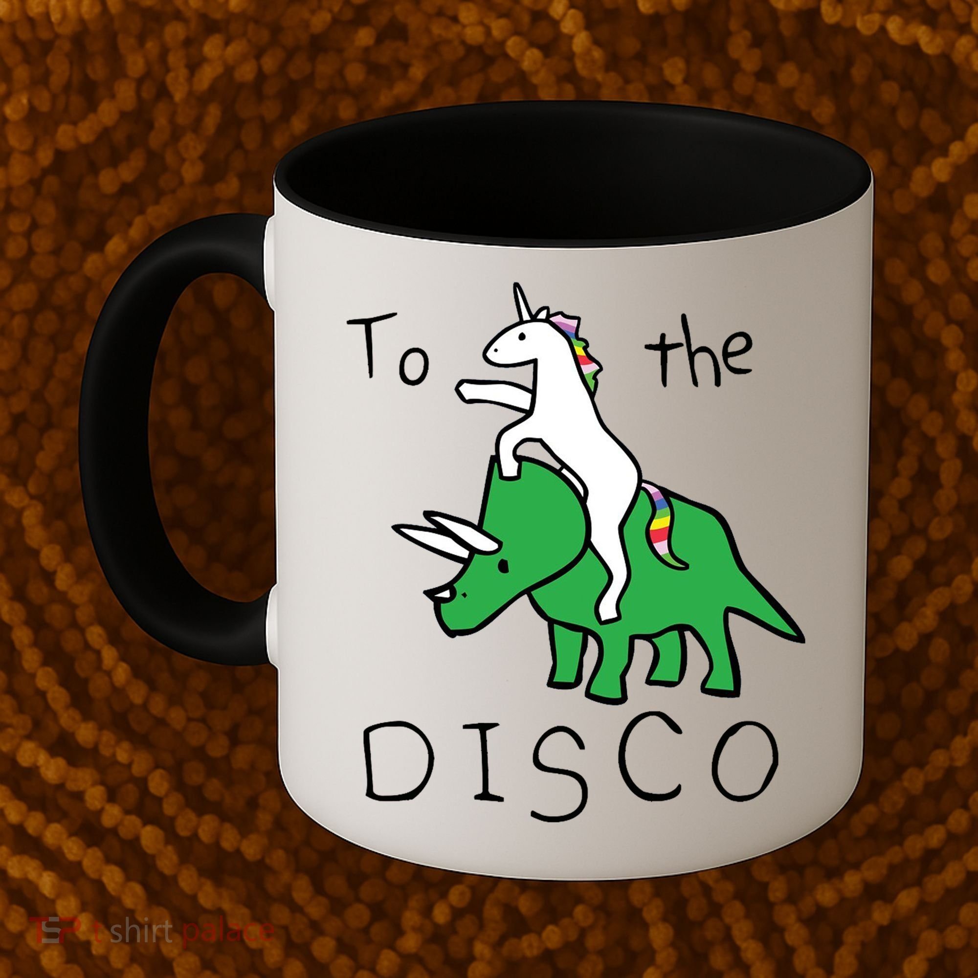 To The Disco 80s Party Unicorn Dino Disco Coffee Mug