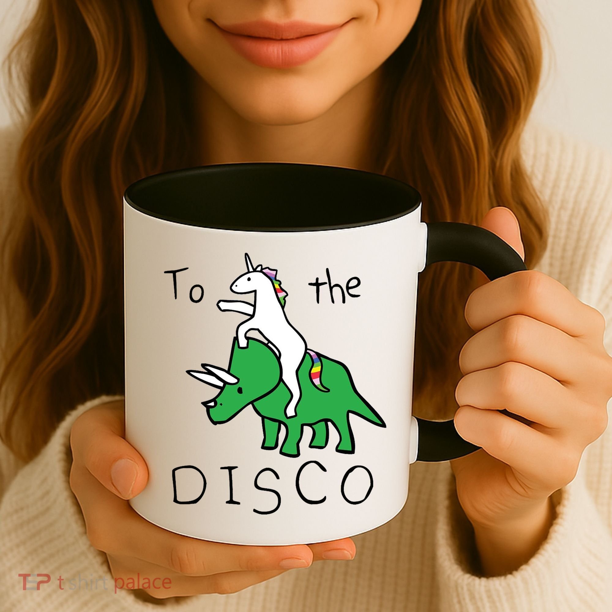 To The Disco 80s Party Unicorn Dino Disco Coffee Mug