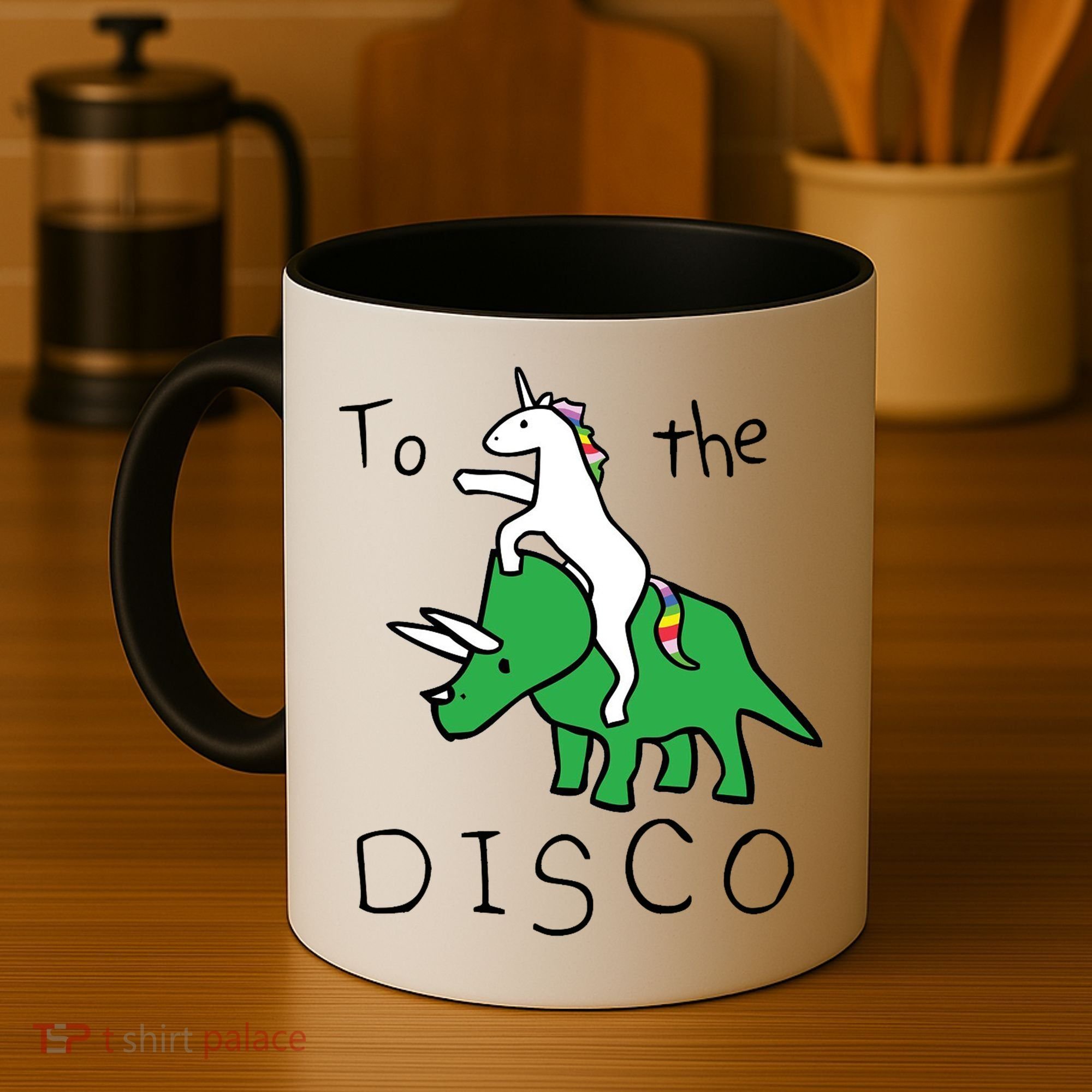 To The Disco 80s Party Unicorn Dino Disco Coffee Mug