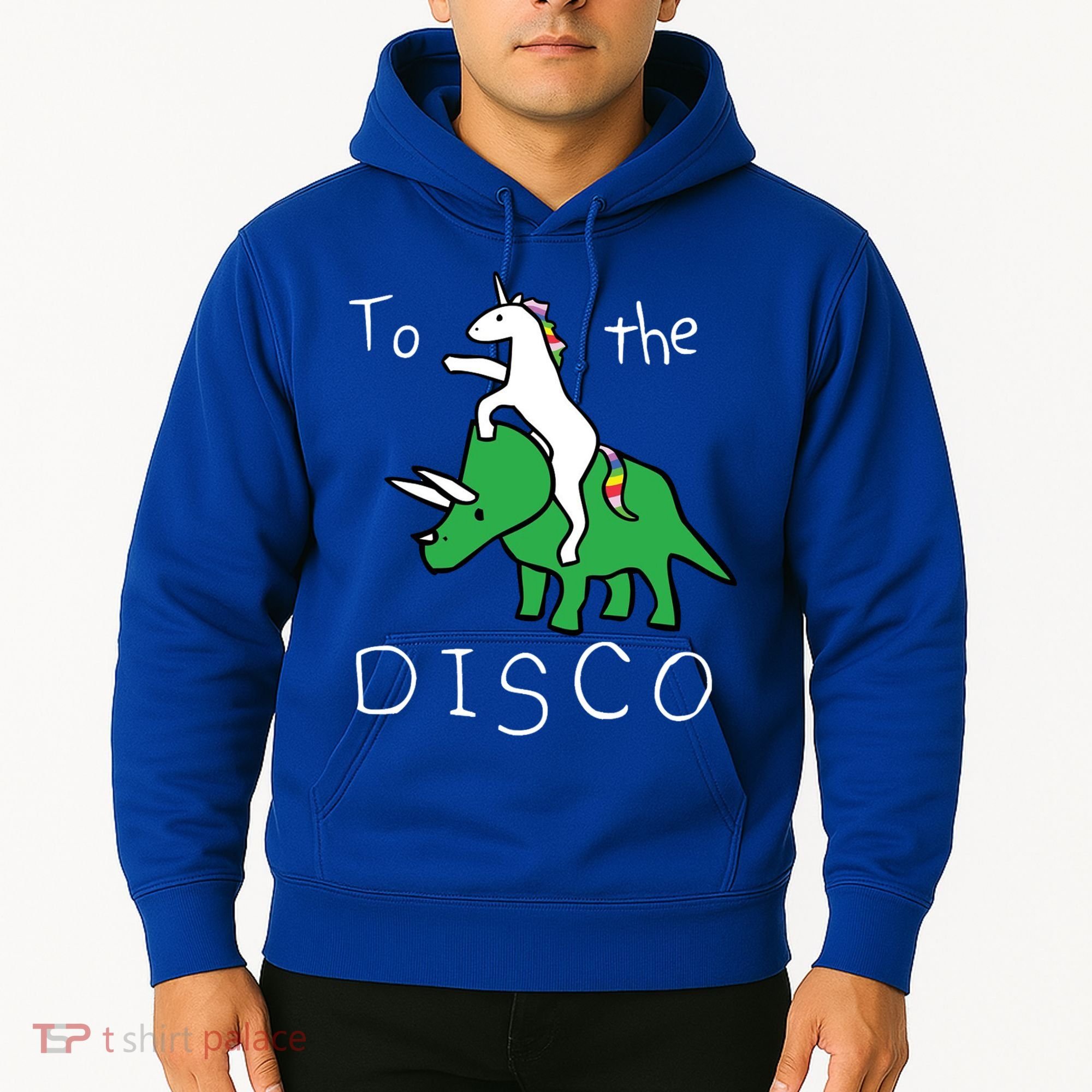 To The Disco 80s Party Unicorn Dino Disco Hoodie