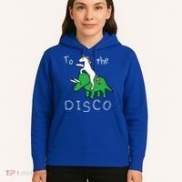 To The Disco 80s Party Unicorn Dino Disco Hoodie thumb 5