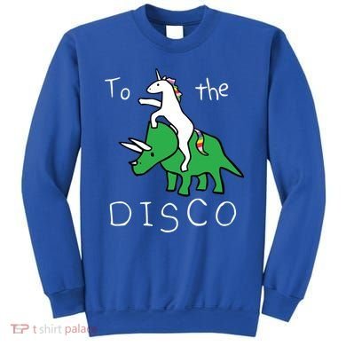 To The Disco 80s Party Unicorn Dino Disco Sweatshirt