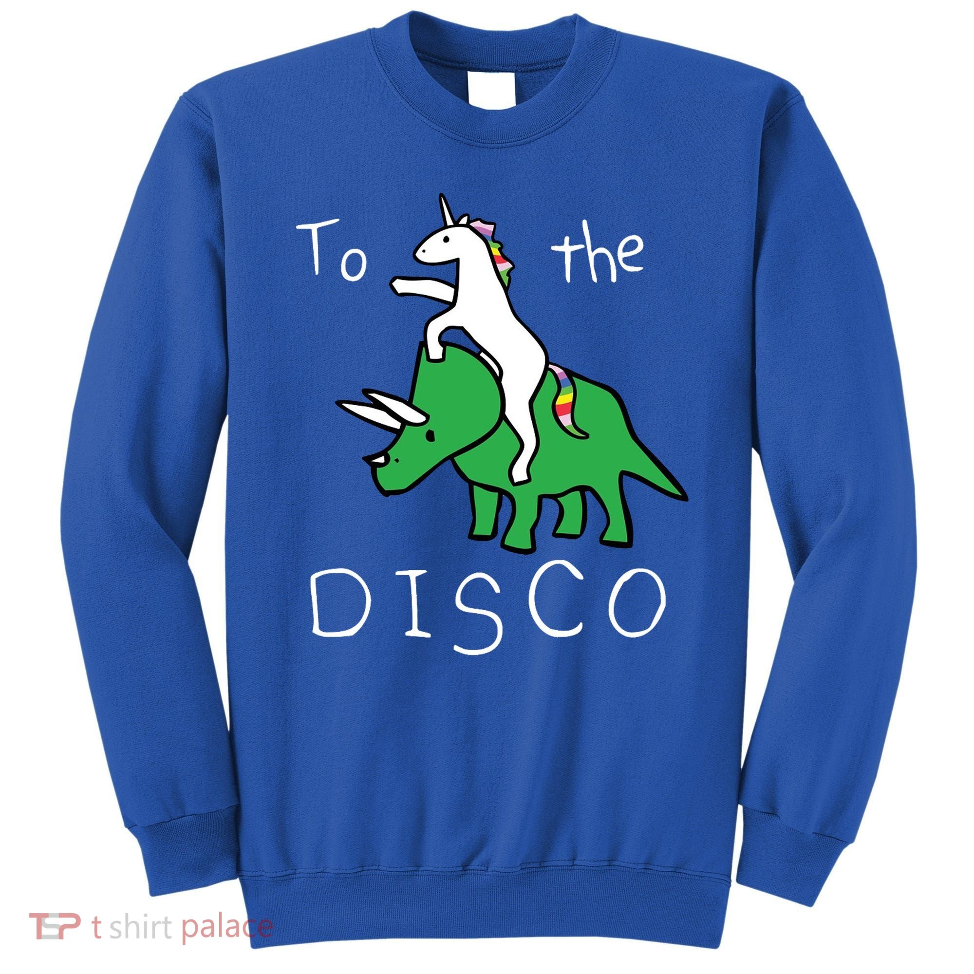 To The Disco 80s Party Unicorn Dino Disco Sweatshirt