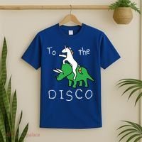 To The Disco 80s Party Unicorn Dino Disco T-Shirt thumb 2